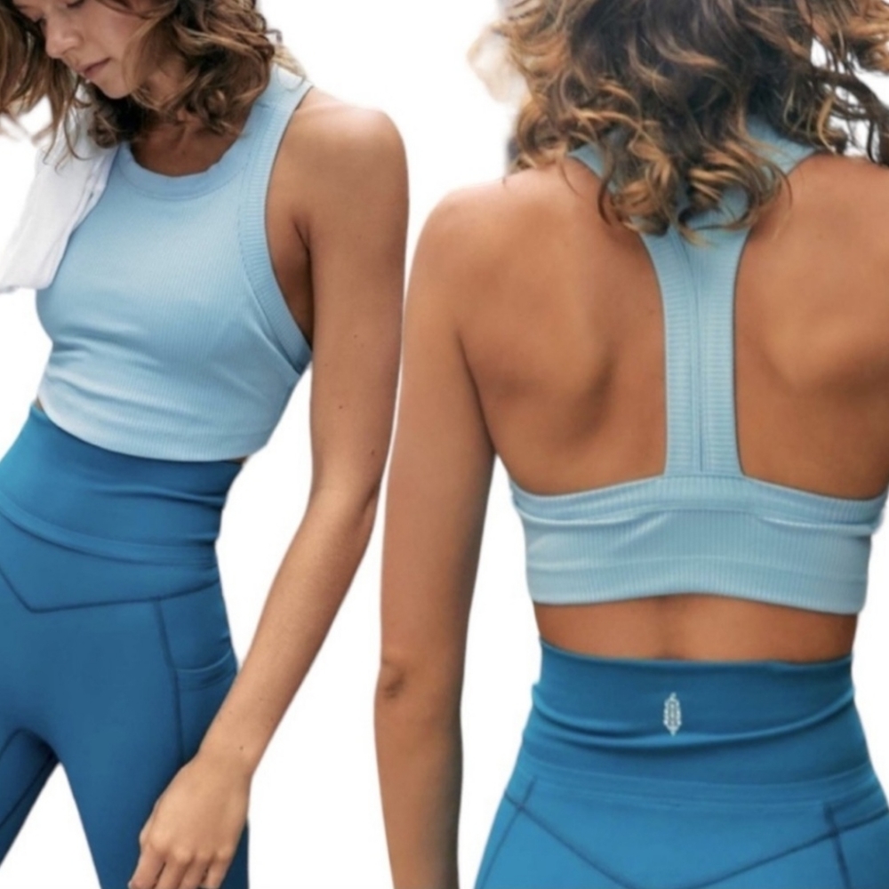 Free People Game Time Racerback Cami in Teal Gray